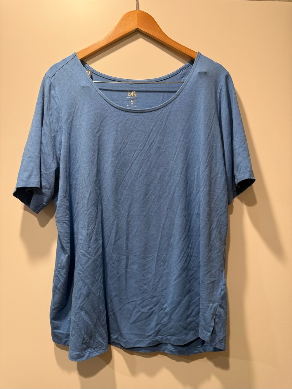 Belle by Kim Gravel Blue Scoop Neck Essential Tee | 1X